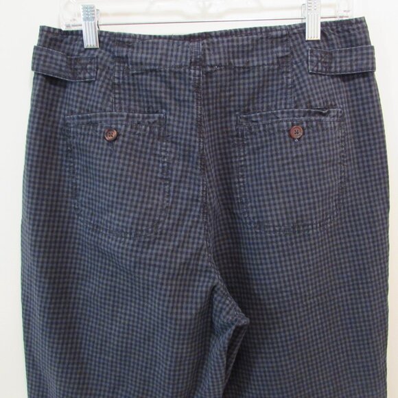 Sundance 'Vie De Reve' Cotton/Linen Navy Check High Rise Paperbag Ankle Pants 8 - Picture 10 of 16